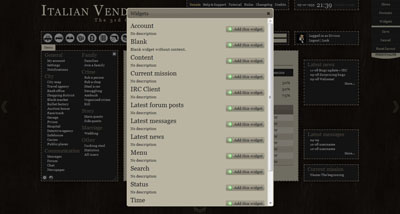 Italian Vendetta 3.0 dashboard adding widgets